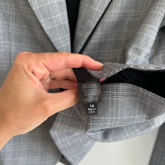 Hipchik Couture Beaded Blue Skull Plaid Single-Breasted Blazer Gray 14 - Picture 3 of 7